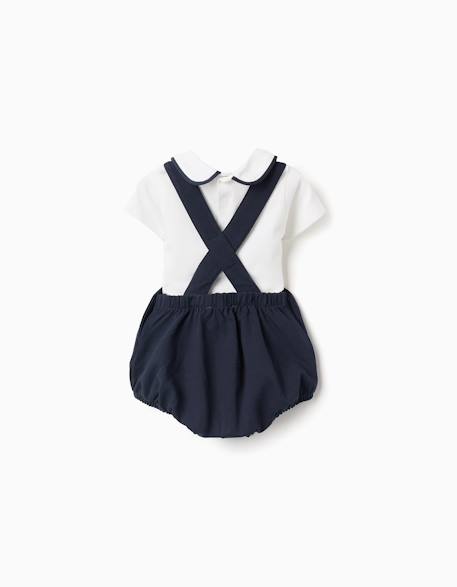 Ensemble body en coton + barboteuse Blanc 2 - vertbaudet enfant 