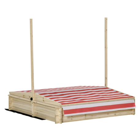 Bac à sable bois carré dim. 1,18l x 1,18l x 1,18h m - hauteur, inclinaison toit réglables, refermable - 2 bacs - bois sapin autoclave Rouge 4 - vertbaudet enfant 