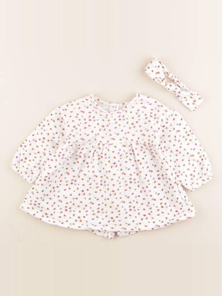Robe - 12 mois Blanc, multicolore 1 - vertbaudet enfant 