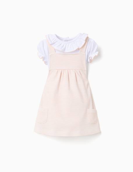 Body + robe salopette à rayures Blanc 1 - vertbaudet enfant 