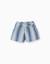 Short en coton à rayures et taille élastique Bleu clair 1 - vertbaudet enfant 