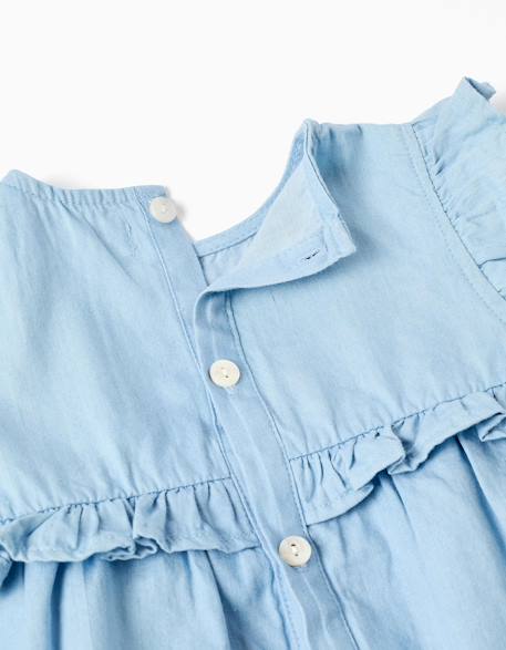 Robe en jean en coton avec volants Bleu clair 3 - vertbaudet enfant 