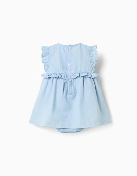 Robe en jean en coton avec volants Bleu clair 2 - vertbaudet enfant 