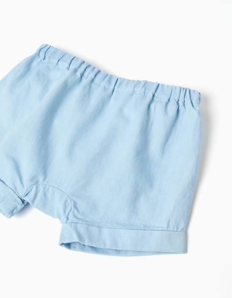 Body à rayures + short en jean Bleu clair 4 - vertbaudet enfant 