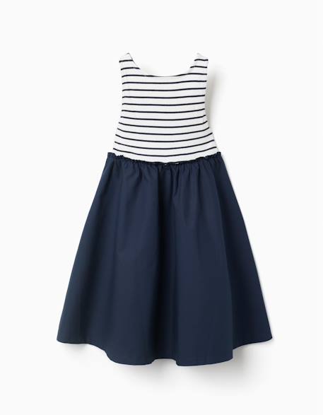 Robe bi-matière sans manches à rayures Bleu foncé 2 - vertbaudet enfant 