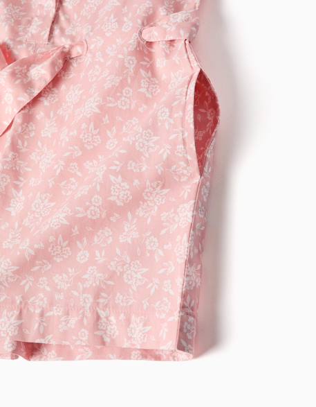 Combinaison en popeline avec motif floral et ceinture Bleu clair 4 - vertbaudet enfant 