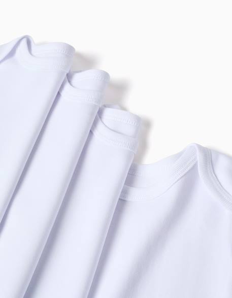Lot de 4 bodies unis à manches courtes Blanc 4 - vertbaudet enfant 