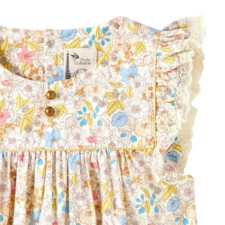 Blouse    fleurie liberty  appoline Jaune pastel rose vert 5 - vertbaudet enfant 