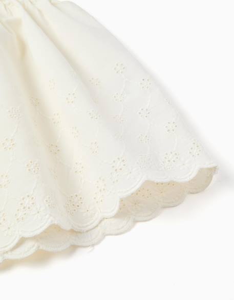 Blouse sans manches en coton avec broderie anglaise Beige clair 4 - vertbaudet enfant 