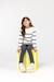 Pull fille Fond blanc casse raye indigo 1 - vertbaudet enfant 