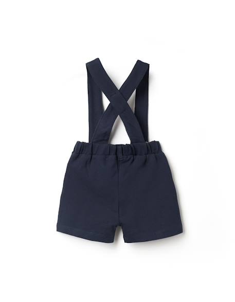 Short en piqué de coton avec bretelles Bleu foncé 2 - vertbaudet enfant 