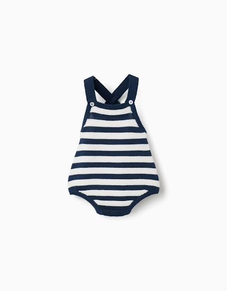 Bébé-Salopette, combinaison-Barboteuse en maille de coton à rayures