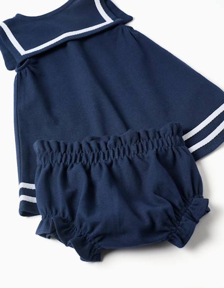 Robe et bloomer en piqué de coton Bleu foncé 4 - vertbaudet enfant 