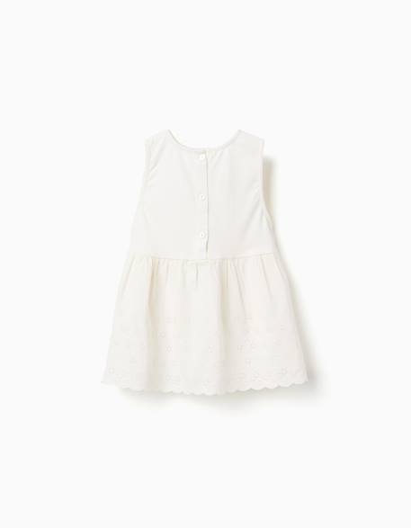 Blouse sans manches en coton avec broderie anglaise Beige clair 2 - vertbaudet enfant 