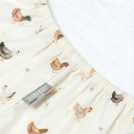 Drap housse berceau en satin de coton gallina Écru – motif poules champêtre 3 - vertbaudet enfant 
