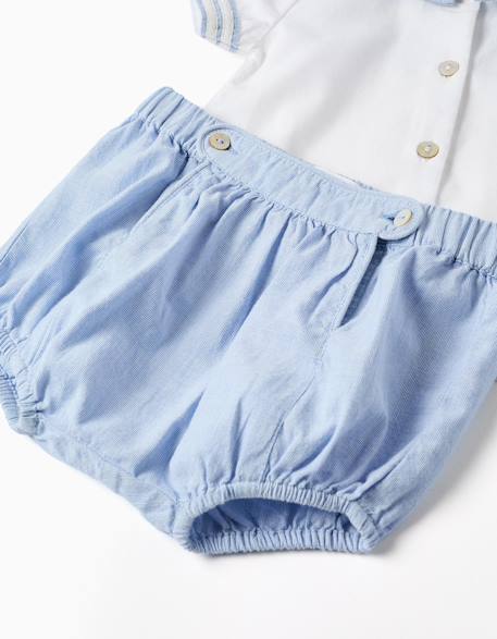 Chemise à manches courtes + short en coton Bleu clair 4 - vertbaudet enfant 