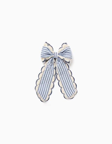 Bébé-Accessoires-Barrette avec nœud à rayures avec bordure au crochet