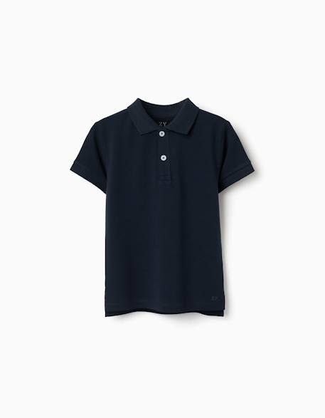 Polo en coton piqué à manches courtes Blanc+Bleu clair+Bleu foncé+Jaune clair+Orange sombre+Vert foncé 9 - vertbaudet enfant 