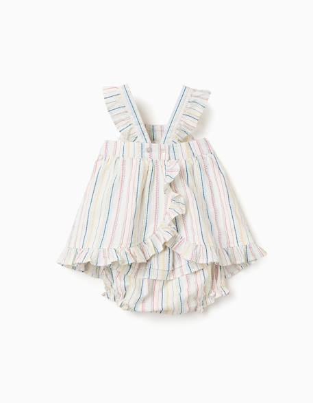 Robe + bloomer à rayures ethniques b&s Blanc 2 - vertbaudet enfant 