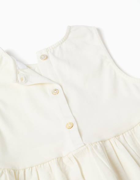 Blouse sans manches en coton avec broderie anglaise Beige clair 3 - vertbaudet enfant 