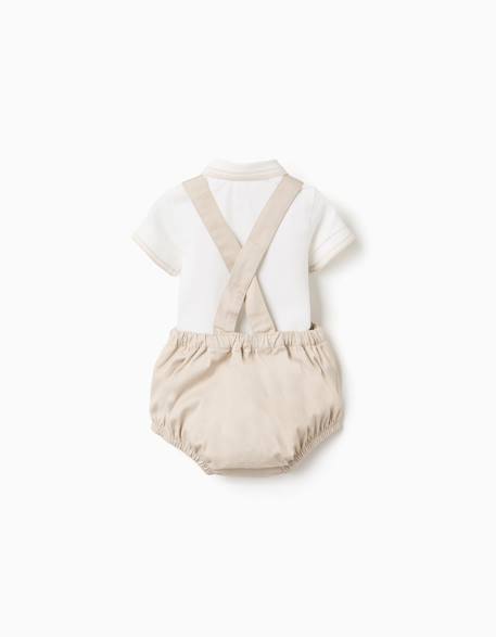 Ensemble body-polo + barboteuse en sergé Blanc 2 - vertbaudet enfant 