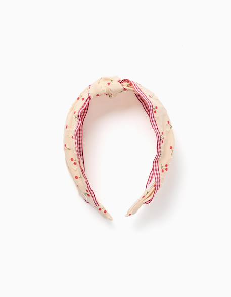 Bébé-Accessoires-Accessoires cheveux-Serre-tête avec motif cerise/vichy et nœud
