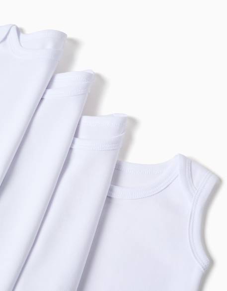 Lot de 4 bodies unis sans manches Blanc 4 - vertbaudet enfant 