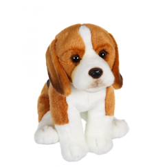 Jouet-Peluche - peluche chiens réalistes assis, beagle 25 cm