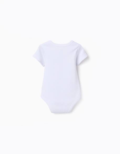 Lot de 4 bodies unis à manches courtes Blanc 2 - vertbaudet enfant 