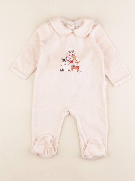 Pyjama velours - 6 mois Rose 1 - vertbaudet enfant 