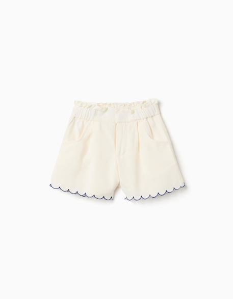 Fille-Short en coton et lin avec taille paperbag