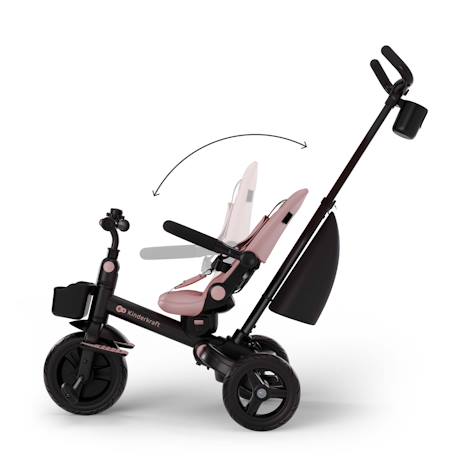 Tricycle Kinderkraft AVEO 2 PLUS Évolutif 6 Configurations avec Siège 360° CLICK&TWIST, Position Allongée et Pliage Rapide Beige+Gris+Rose+Vert 15 - vertbaudet enfant 