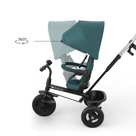 Tricycle Kinderkraft ASTON 2 PLUS Évolutif 6-en-1 avec Siège 360° CLICK & TWIST, Position Semi-Allongée et Poignée Réglable Bleu+Gris+Rose+Vert 20 - vertbaudet enfant 