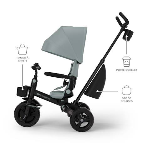 Tricycle évolutif 6-en-1 AVEO 2 PLUS avec siège pivotant 360° et position semi-allongée Beige+Gris+Rose+Vert 24 - vertbaudet enfant 