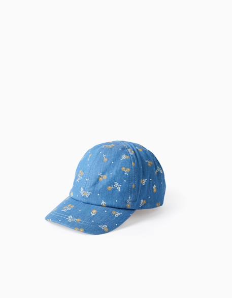 Casquette en jean avec motif floral Bleu 2 - vertbaudet enfant 