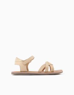 Chaussures-Chaussures fille 23-38-Sandales en cuir avec brides tressées et maintien du talon