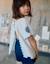 Blouse en coton et lin avec fleurs Beige clair 2 - vertbaudet enfant 