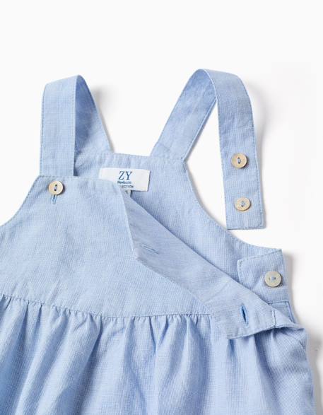 Ensemble body à manches courtes + barboteuse en coton Bleu clair 4 - vertbaudet enfant 