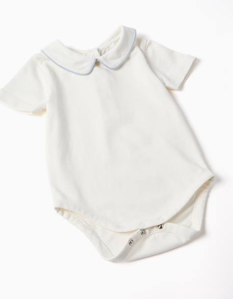 Ensemble body à manches courtes + barboteuse en coton Bleu clair 3 - vertbaudet enfant 