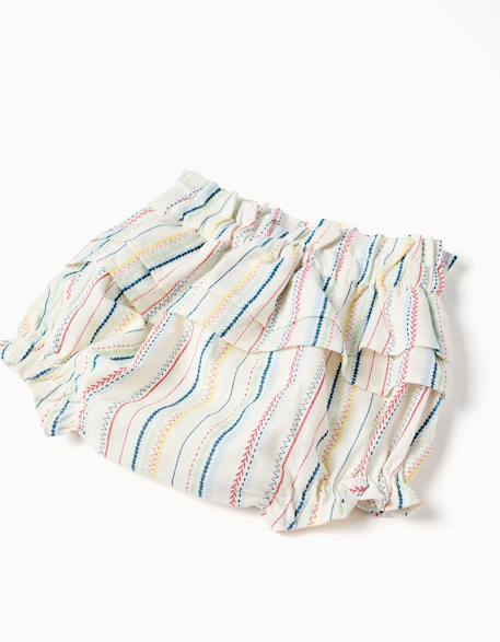 Robe + bloomer à rayures ethniques b&s Blanc 4 - vertbaudet enfant 