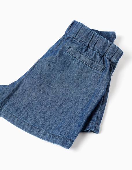 Jupe-short en jean avec plis sur le devant Bleu foncé 4 - vertbaudet enfant 