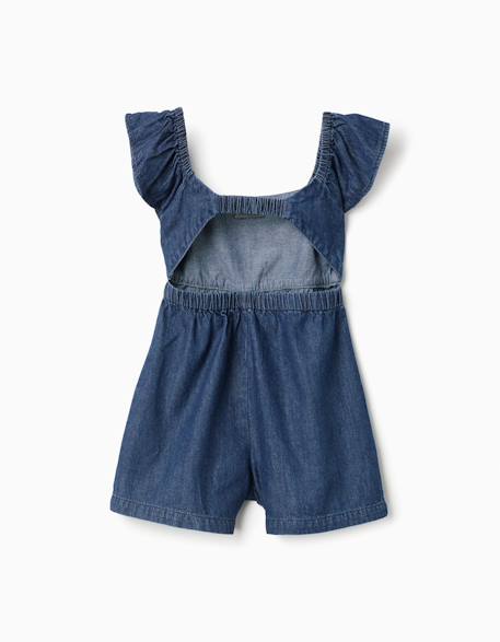 Combishort en jean avec manches à volants Bleu foncé 2 - vertbaudet enfant 