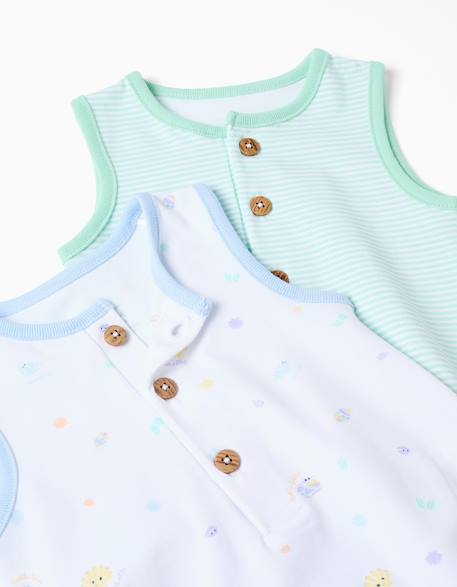 Lot de 2 barboteuses sans manches en coton Vert clair 3 - vertbaudet enfant 