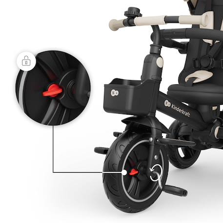 Tricycle Évolutif Kinderkraft SPINSTEP 2 PLUS avec Siège Pivotant 360°, Dossier Réglable, Capote UPF50+ et Roue Libre Beige+Vert 4 - vertbaudet enfant 