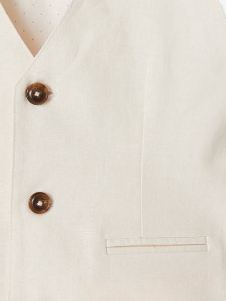 Veste sans manches de cérémonie garçon en coton/ lin beige clair+gris fondu+marine foncé 3 - vertbaudet enfant 