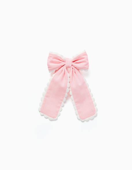 Bébé-Accessoires-Accessoires cheveux-Barrette pour cheveux à nœud avec bord festonné
