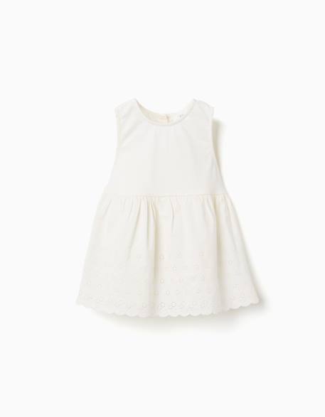 Fille-Blouse sans manches en coton avec broderie anglaise