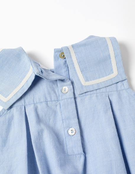 Barboteuse en coton avec col marin Bleu clair 3 - vertbaudet enfant 