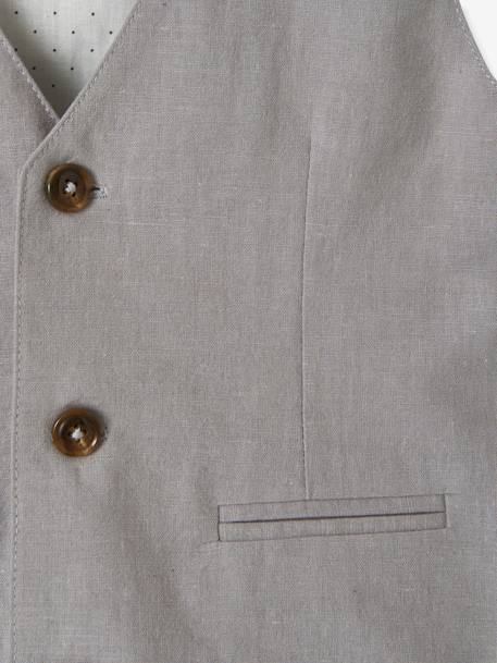 Veste sans manches de cérémonie garçon en coton/ lin beige clair+gris fondu+marine foncé 6 - vertbaudet enfant 