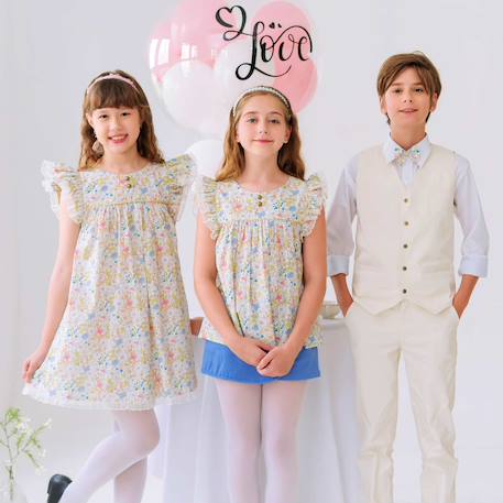 Blouse    fleurie liberty  appoline Jaune pastel rose vert 6 - vertbaudet enfant 